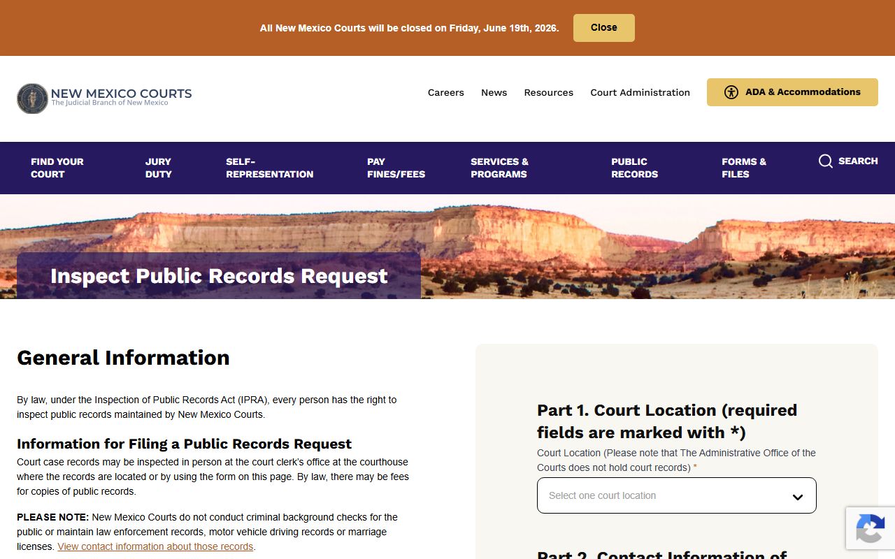 Torrance County court records New Mexico Courts IPRA request form