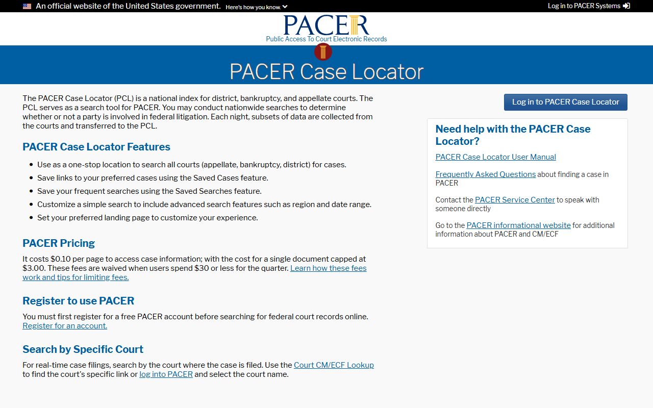 Torrance County District Court records and PACER Case Locator distinction