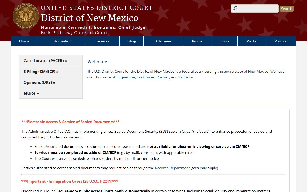 Torrance County District Court records distinction from U.S. District Court records