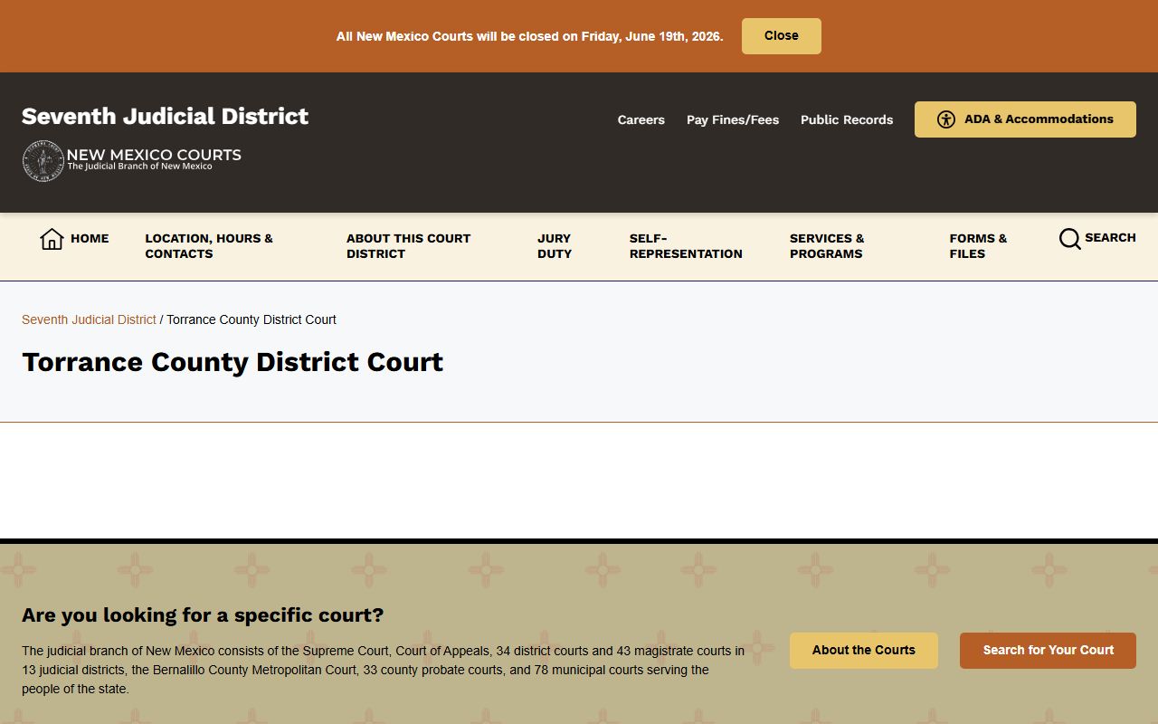 Torrance County court records District Court page
