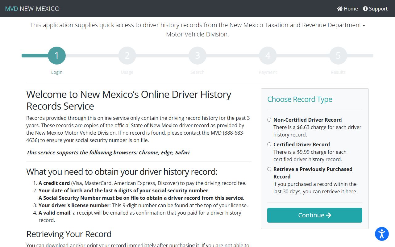 Torrance County traffic court records and MVD driver history record system